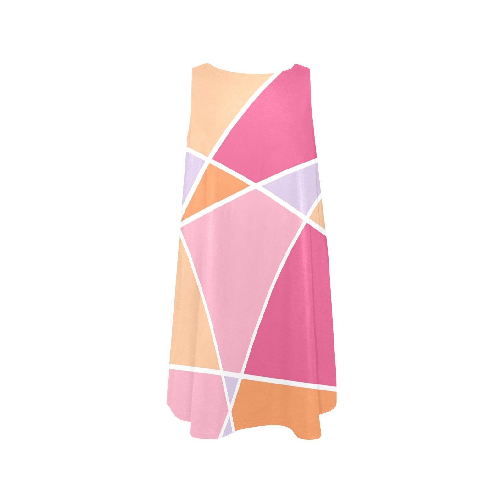 Retro Geometric Pink Sleeveless A-Line Pocket Dress (Model D57)