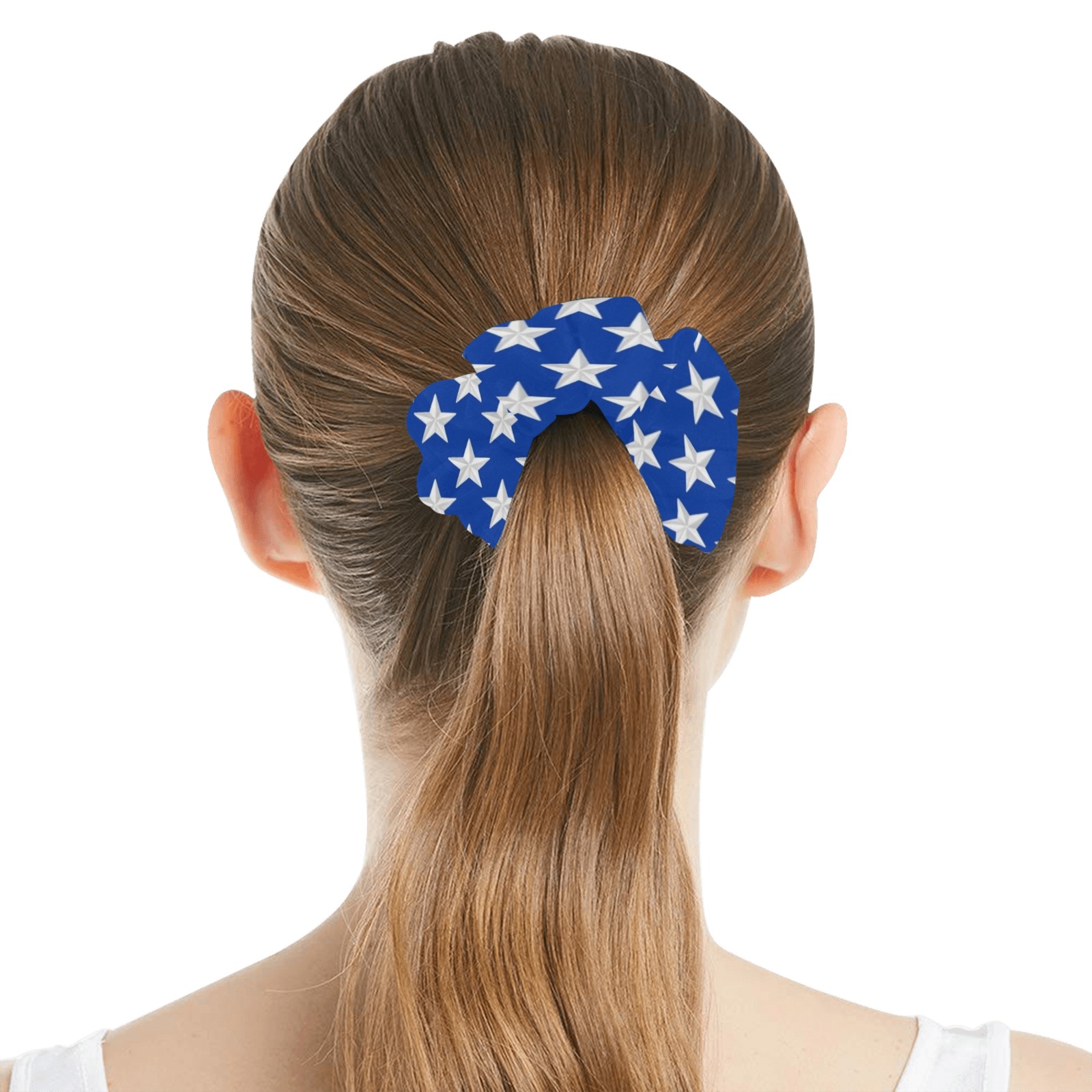 Stars on Blue Background All Over Print Hair Scrunchie