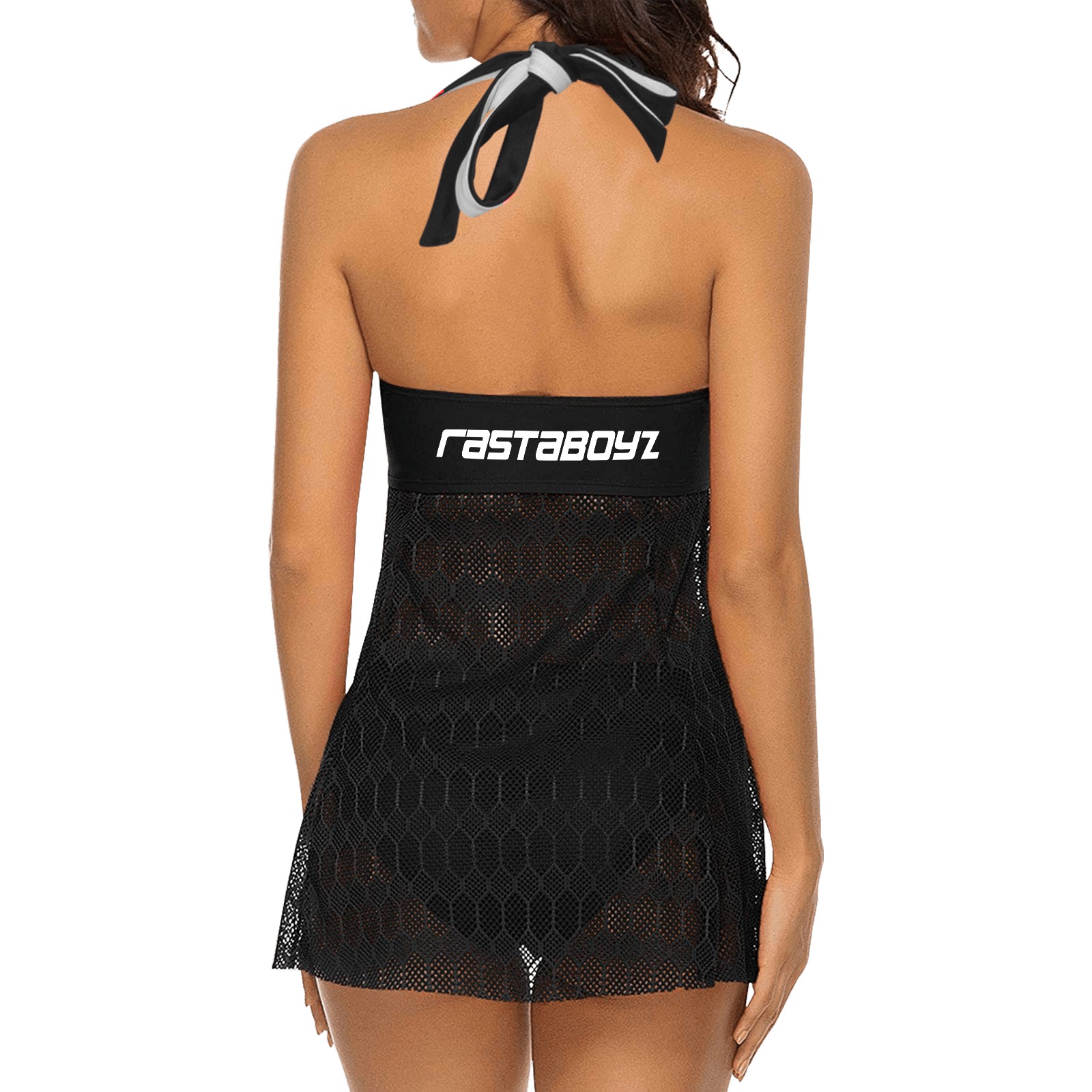 Ladies polkadot rEd Women's Swim Dress (Model S12)