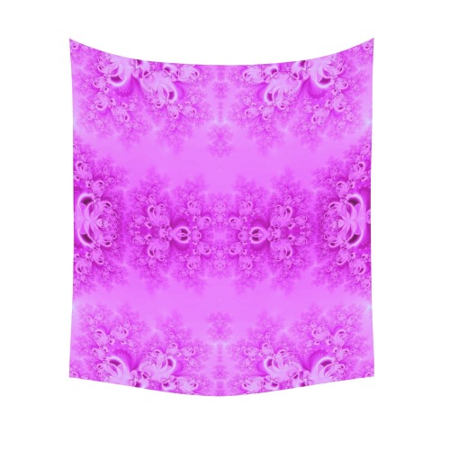 Soft Violet Flowers Frost Fractal Polyester Peach Skin Wall Tapestry 60"x 51"