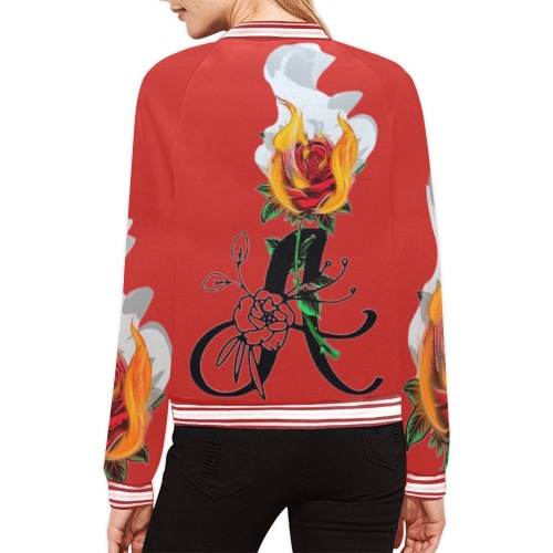 Womans Aromatherapy Apparel Red Bomber Jacket All Over Print Bomber Jacket for Women (Model H21)