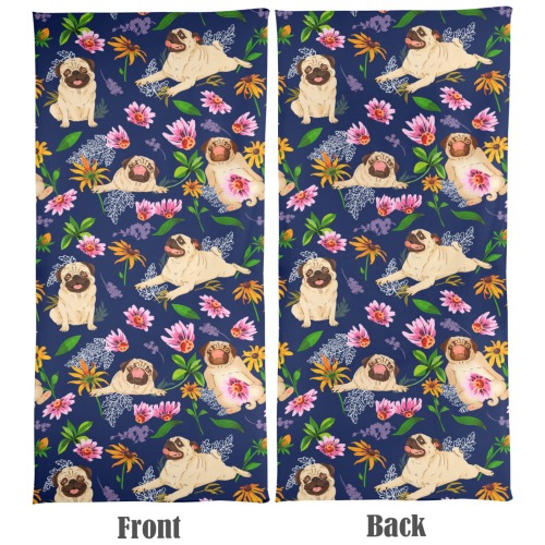 Pugs in the flowery meadow