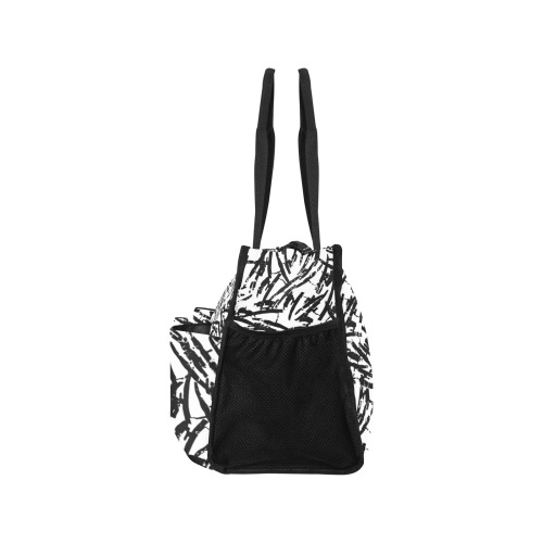 Brush Stroke Black and White Nurse Tote Bag (Model 1725)