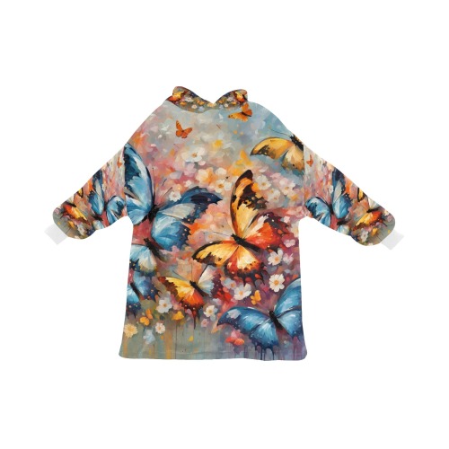 Yellow and blue butterflies in the summer garden