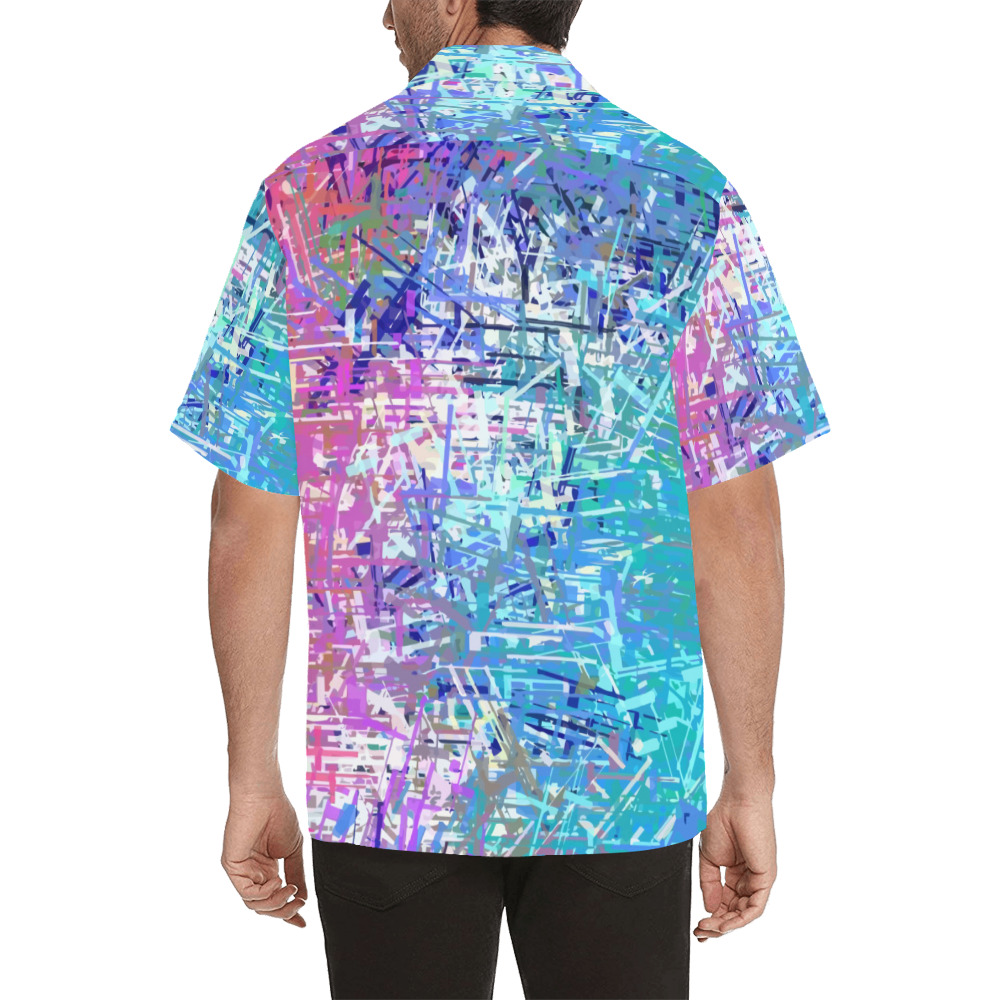 Grunge Urban Graffiti Pink Turquoise Paint Splatter Texture Hawaiian Shirt (Model T58)
