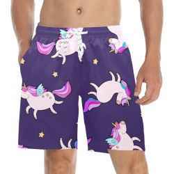 Cute Fat Unicorn Men's Mid-Length Beach Shorts (Model L51)