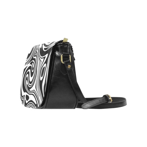 Black and White Marble Classic Saddle Bag/Small (Model 1648)