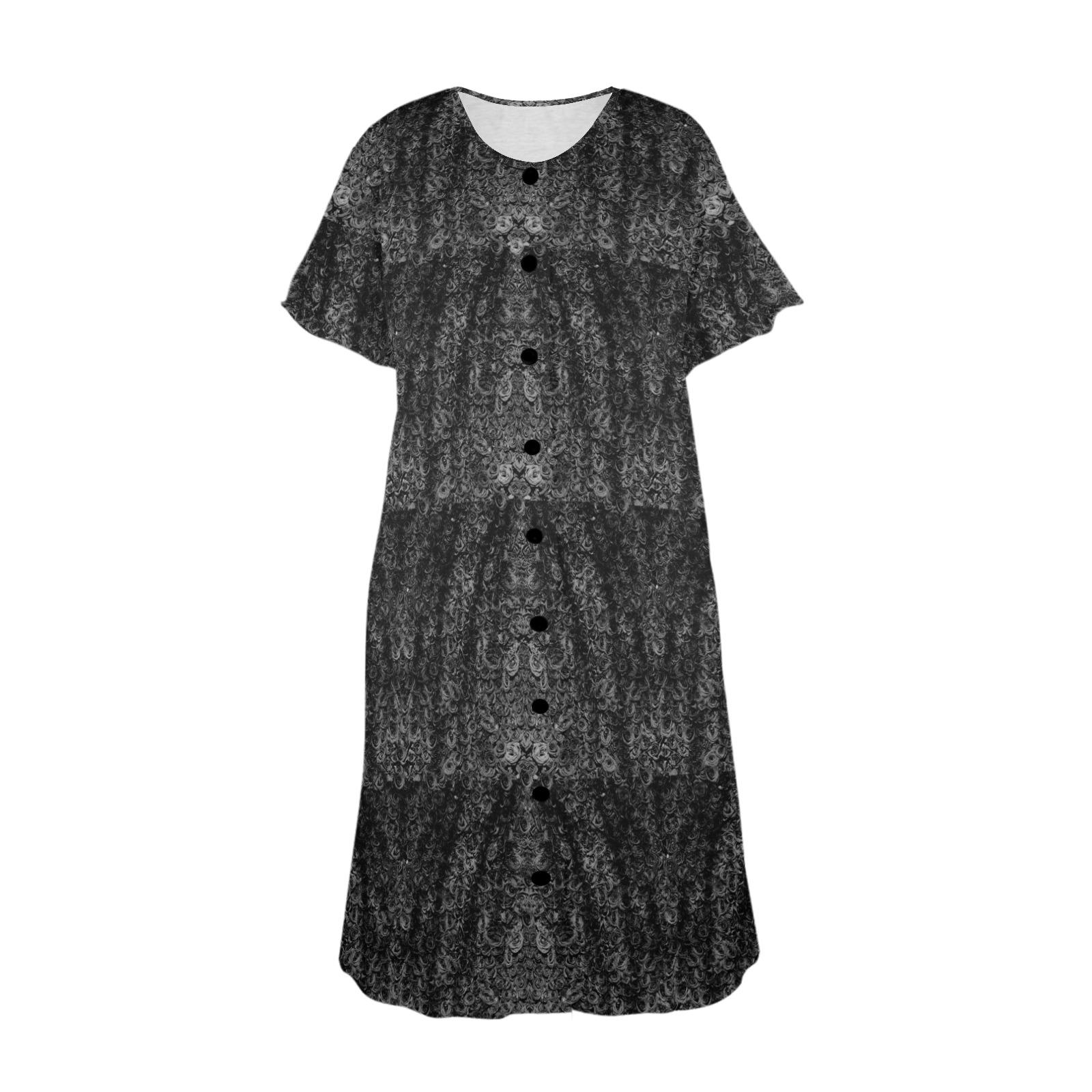 black roses Women's Button Front House Dress