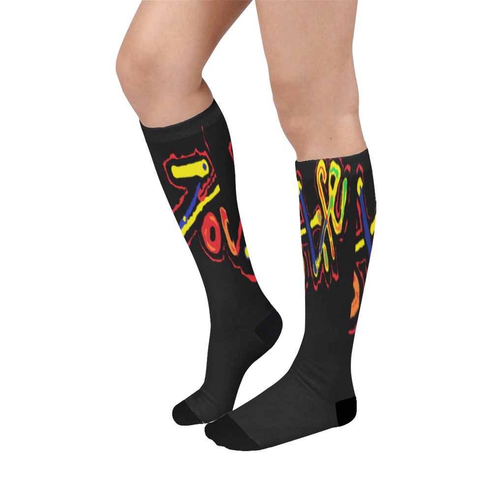 D.D.A.LOGO.BLK/RED Over-The-Calf Socks