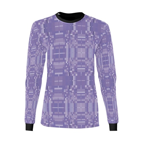 Purple Pattern Mosaic Women's All Over Print Long Sleeve T-shirt (Model T51)