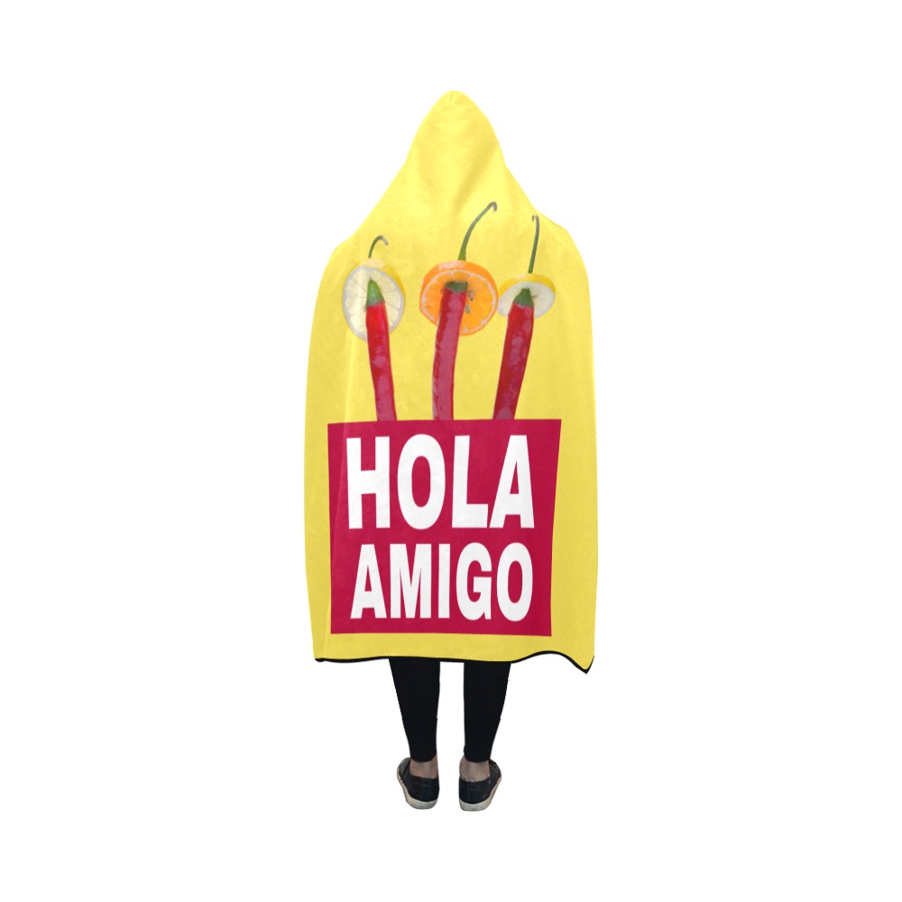 Hola Amigo Three Red Chili Peppers Friend Funny Hooded Blanket 50''x40