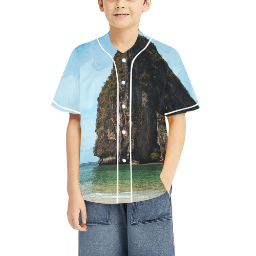 Phra-Nang Krabi Thailand All Over Print Baseball Jersey for Kids (Model T50)