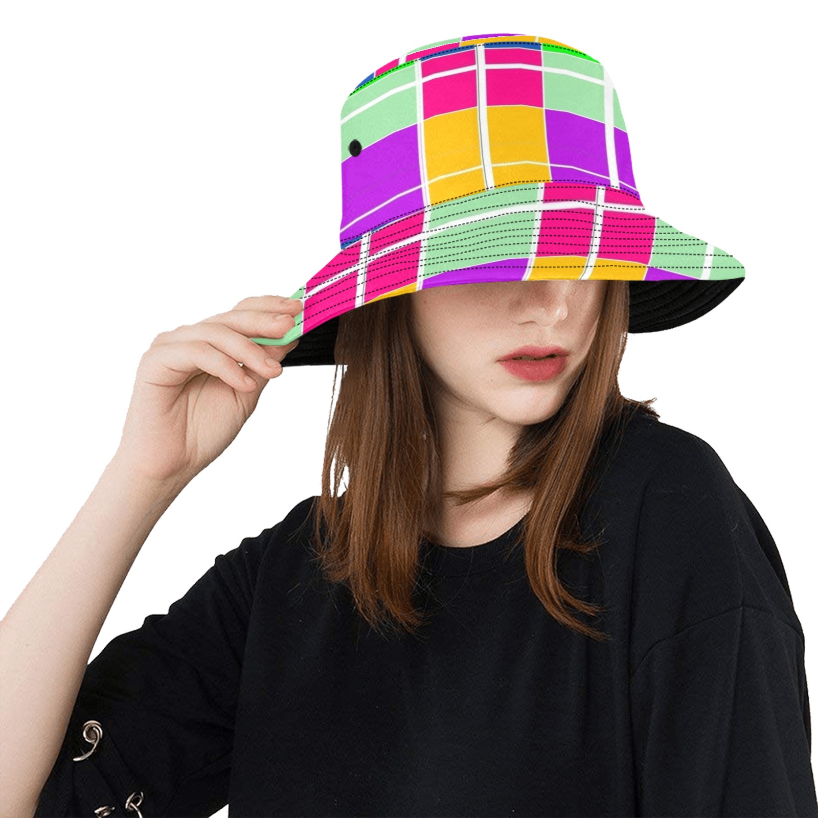 Fractoberry Bright Colors 020UBH - Squarebright Unisex Summer Bucket Hat