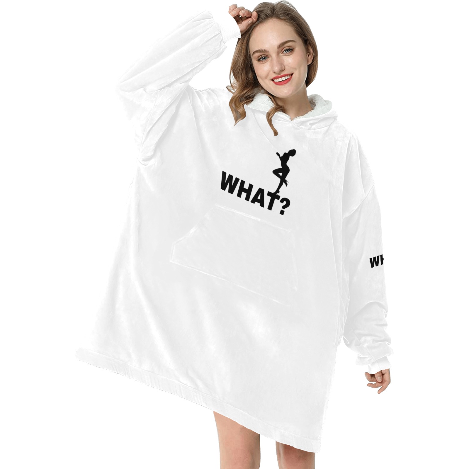 What pretty woman black silhouette funny chic art Blanket Hoodie for Women
