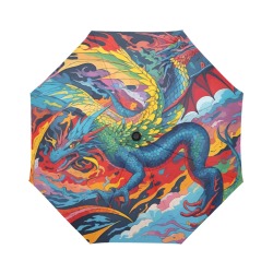 Stunning colorful dragons. Fantasy abstract art. Auto-Foldable Umbrella (Model U04)