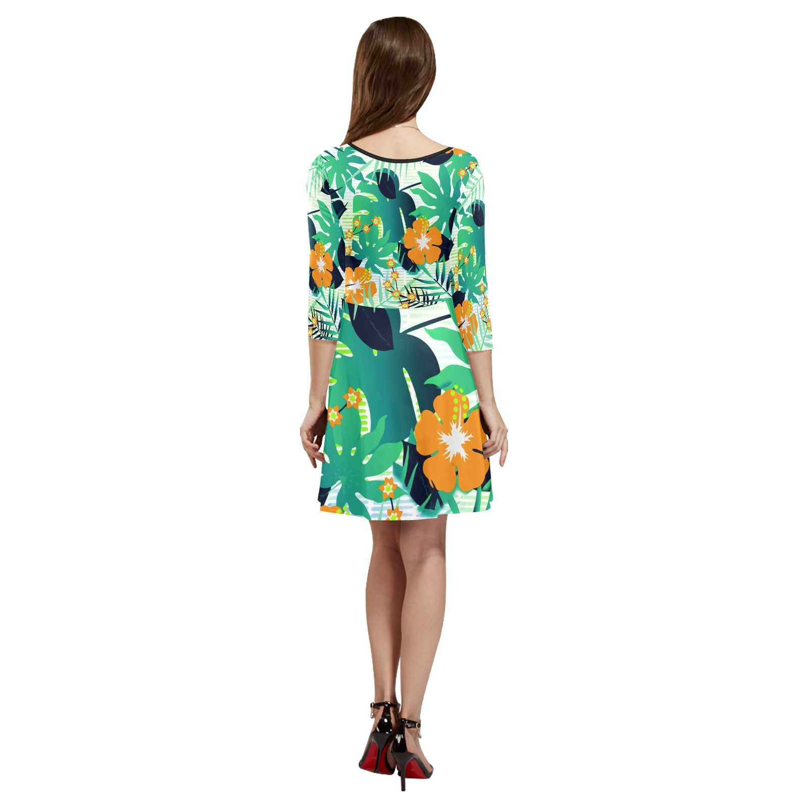 GROOVY FUNK THING FLORAL 3/4 Sleeve Sundress (D23)