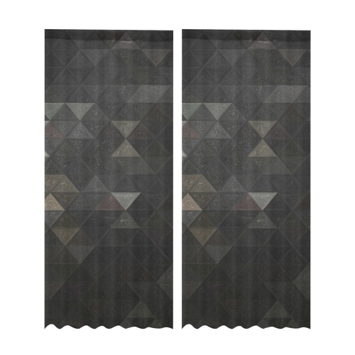 mosaic triangle 26 Gauze Curtain 28"x95" (Two-Piece)