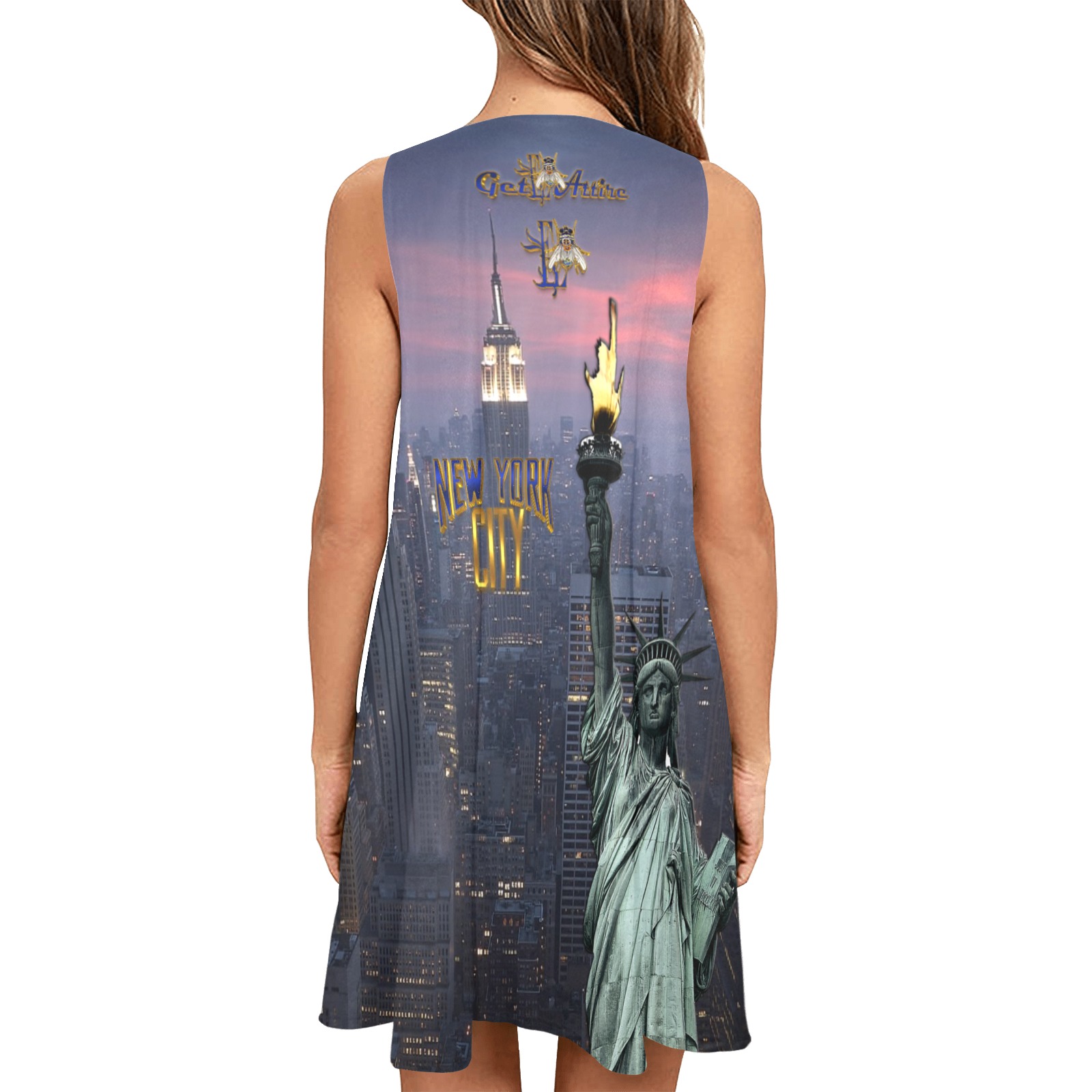 Fly Wear New York City Collectable Fly Sleeveless A-Line Pocket Dress (Model D57)
