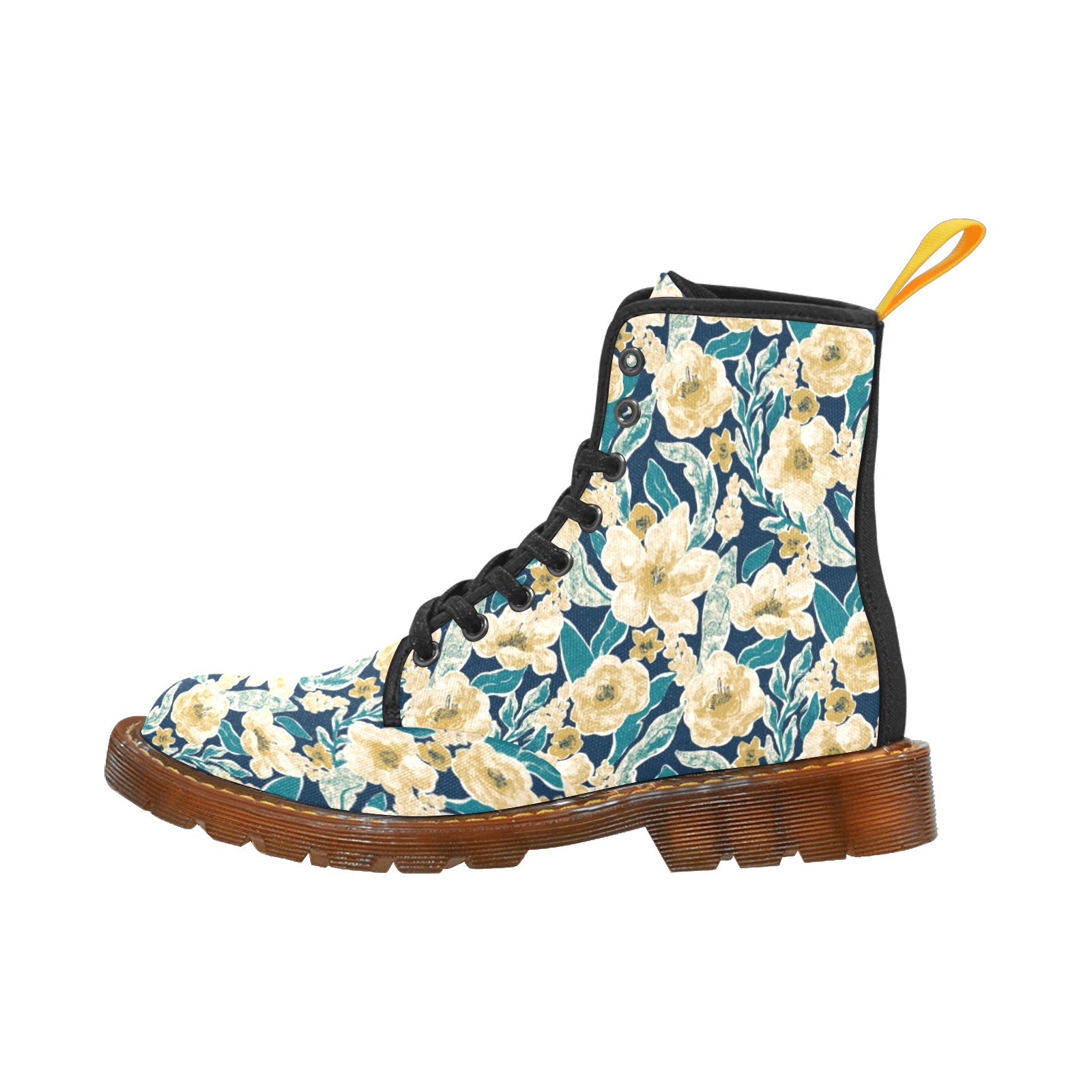 Painted Flowers Custom Canvas Boots For Women Model 1203H