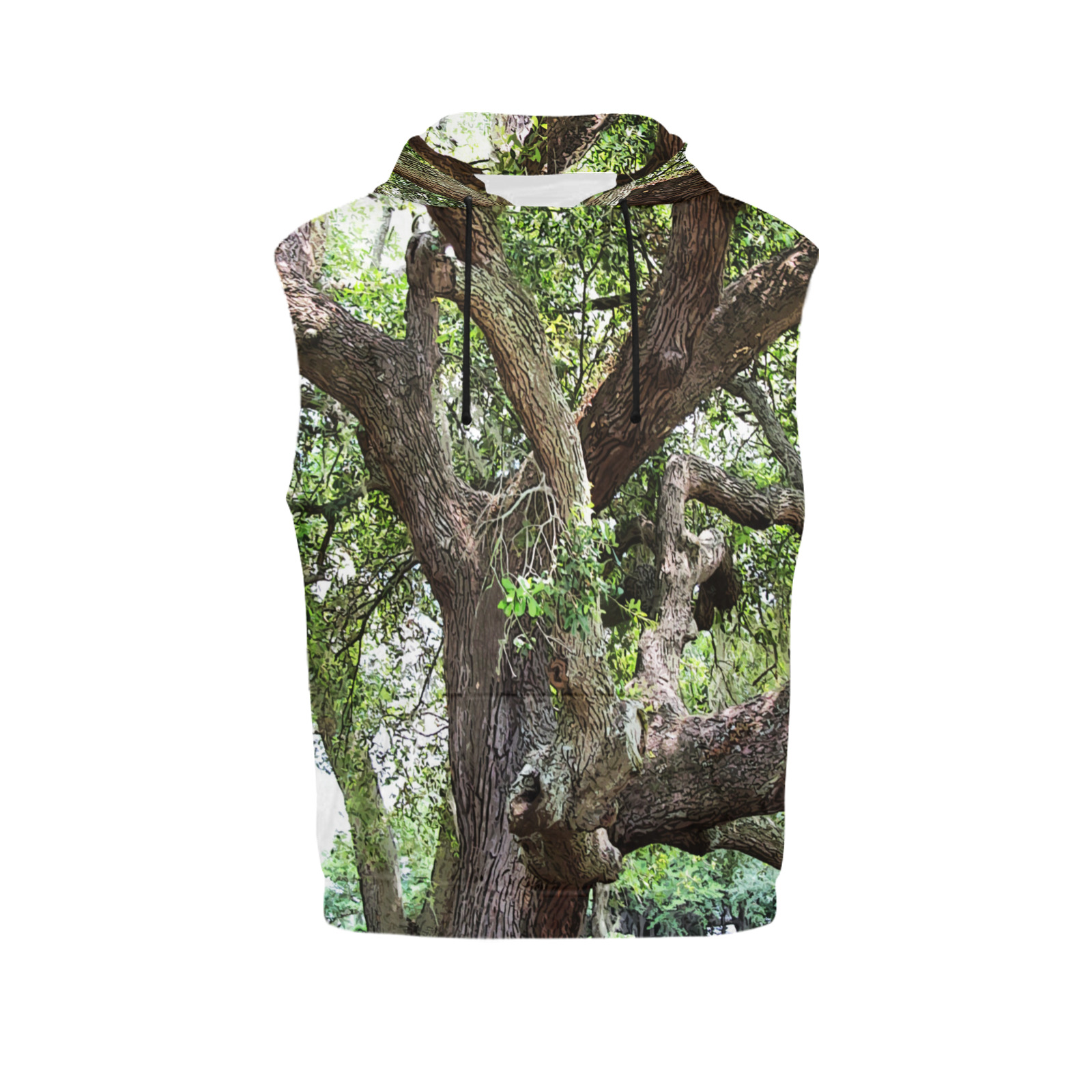 Oak Tree In The Park 7659 Stinson Park Jacksonville Florida All Over Print Sleeveless Hoodie for Men (Model H15)