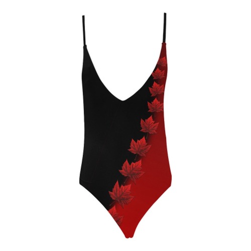 Canada Maple Leaf Swimsuits Sexy Lacing Backless One-Piece Swimsuit (Model S10)