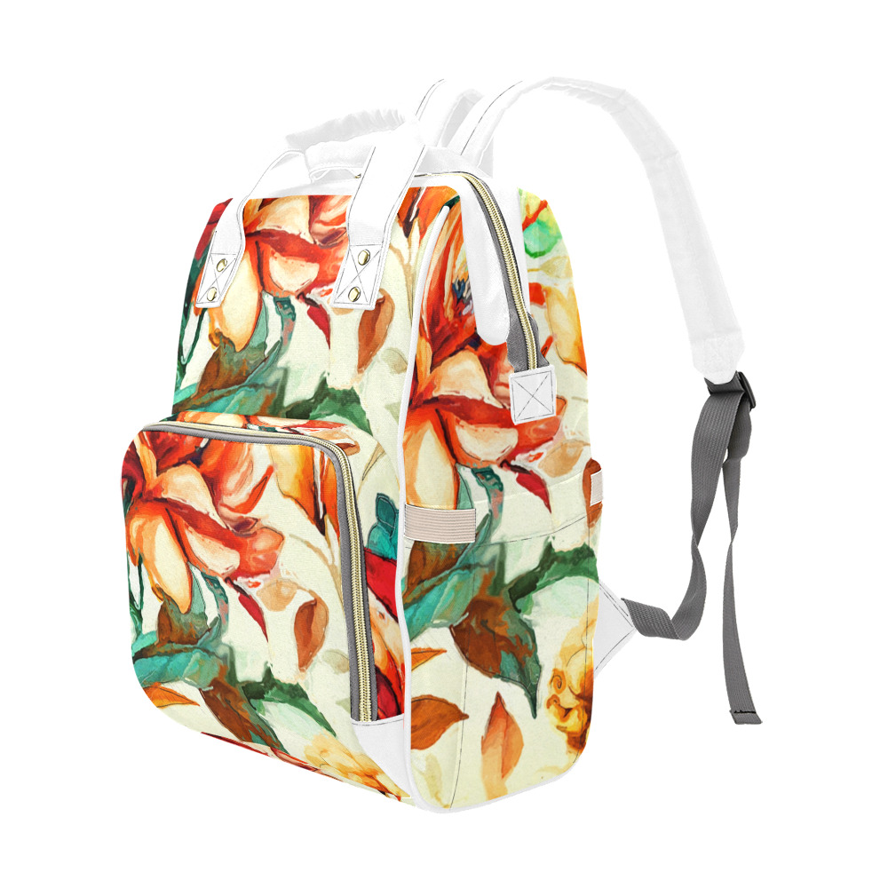 flowers botanic art (1) backpack Multi-Function Diaper Backpack/Diaper Bag (Model 1688)