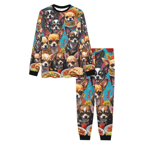CHIHUAHUAS EATING MEXICAN FOOD 2 Men's All Over Print Pajama Set