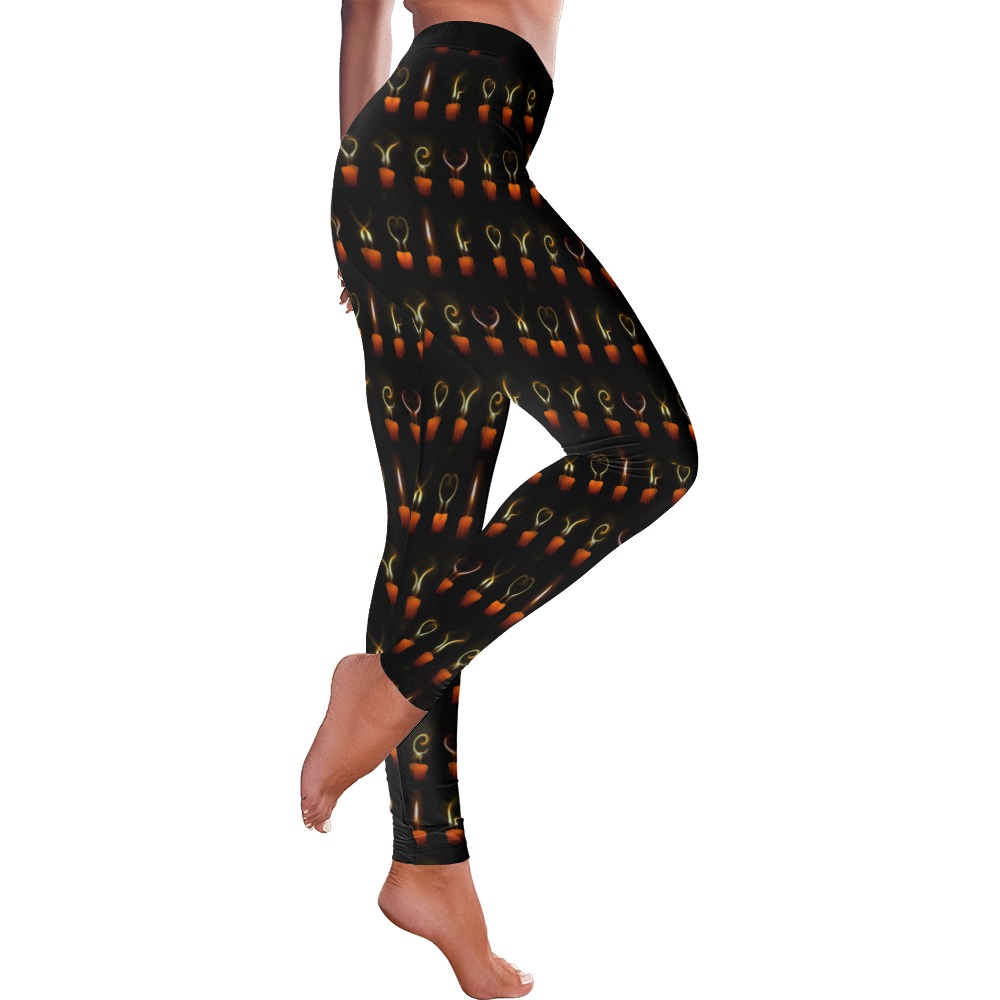 Gothic Love Candles Women's Low Rise Leggings (Invisible Stitch) (Model L05)