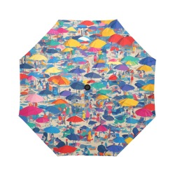 Abstract beach fantasy with colorful umbrellas. Auto-Foldable Umbrella (Model U04)