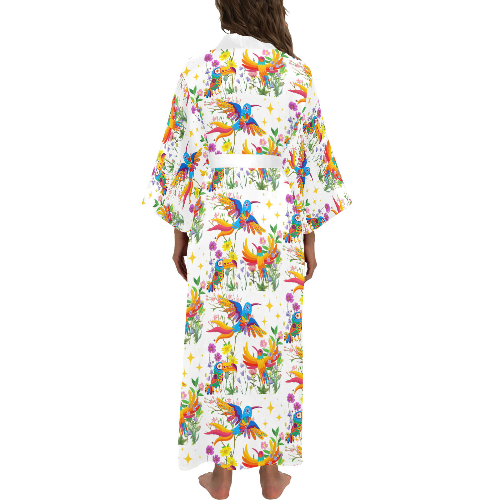 Birds of Paradise Pattern Long Kimono Robe