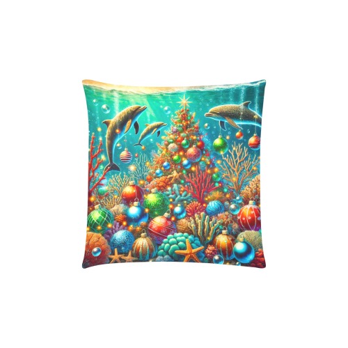 Underwater Christmas Custom Zippered Pillow Cases 16"x16" (Two Sides)