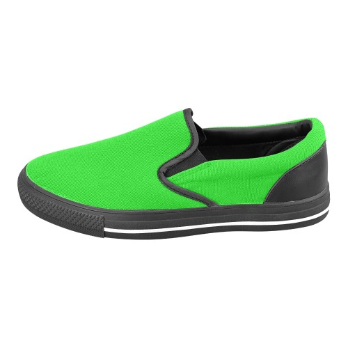 Merry Christmas Green Solid Color Women's Slip-on Canvas Shoes (Model 019)