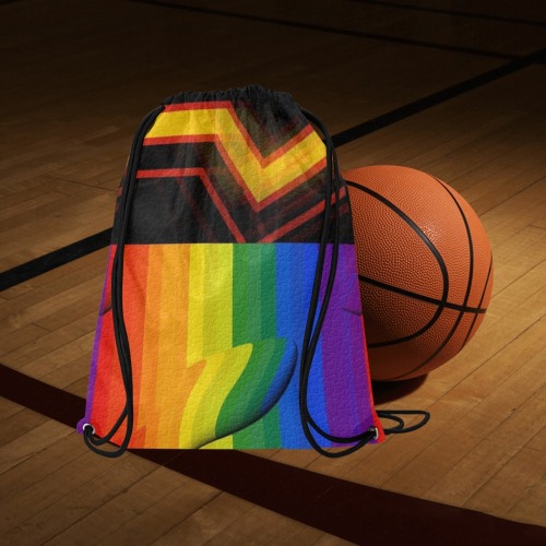 Rubber  Pride Flag Pop Art by Nico Bielow Large Drawstring Bag Model 1604 (Twin Sides)  16.5"(W) * 19.3"(H)