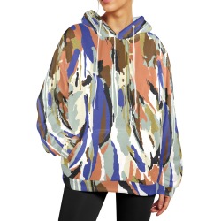 Color_brushes_composition_23 Women's Flannel Hoodie (Model H63)