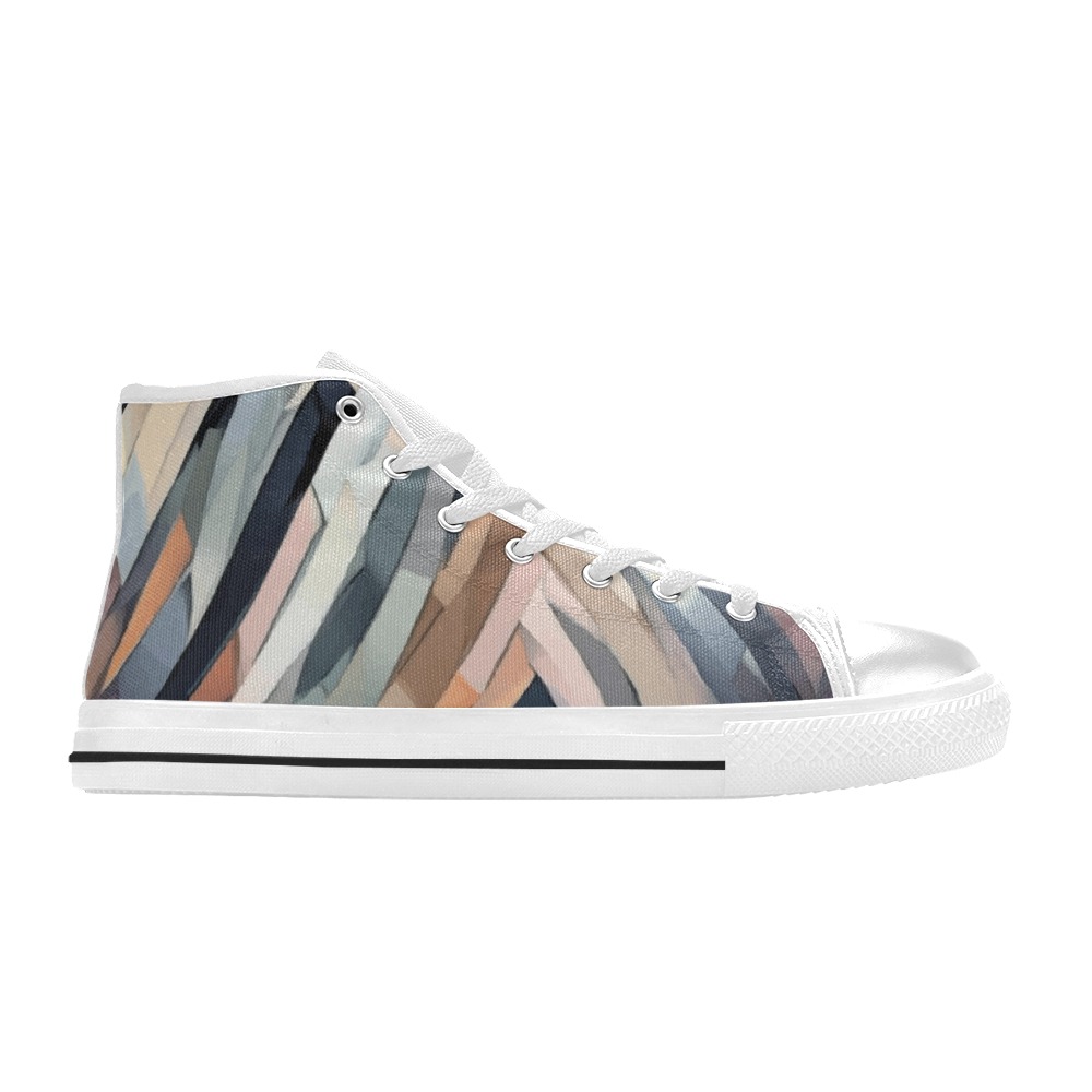Chevron-like abstract art pattern. Pastel colors Men’s Classic High Top Canvas Shoes (Model 017)