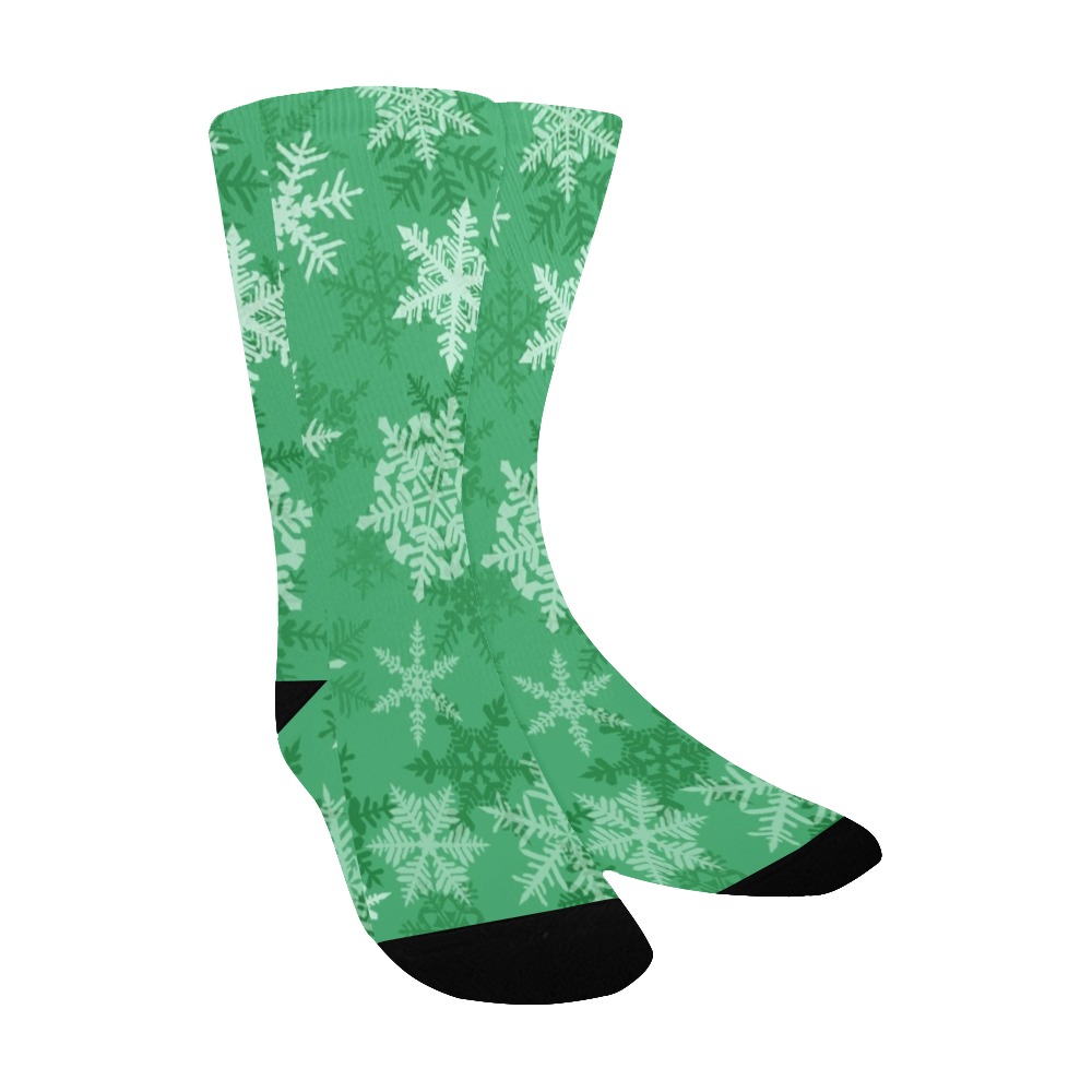 Snowflakes Green Kids' Custom Socks