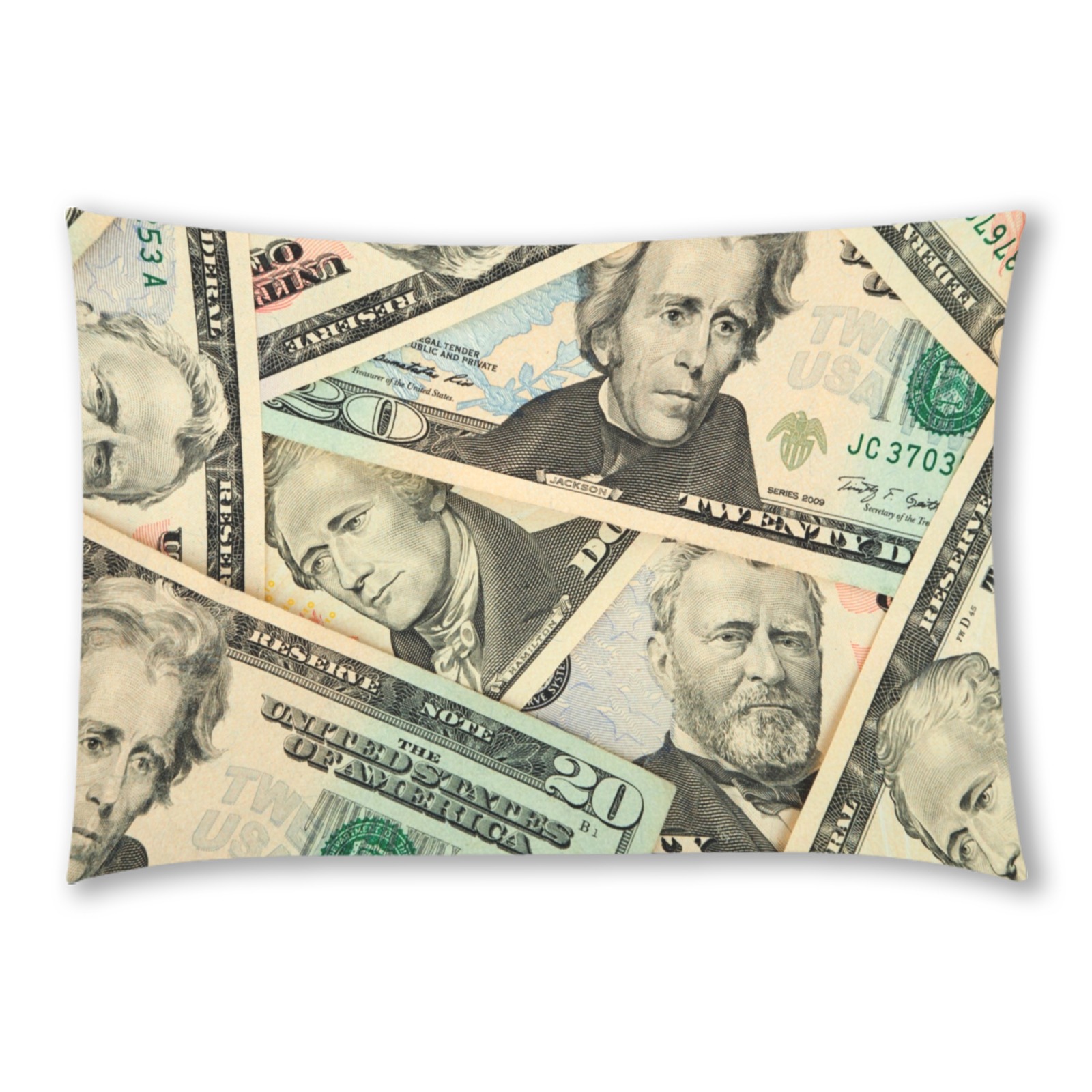 US PAPER CURRENCY Custom Rectangle Pillow Case 20x30 (One Side)