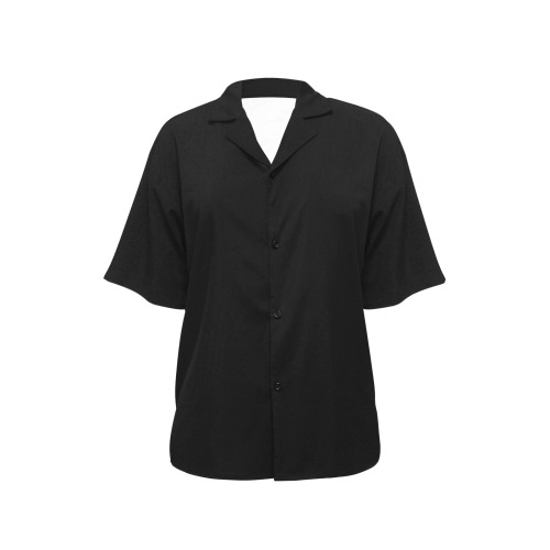 All Black All Over Print Hawaiian Shirt for Women (Model T58)