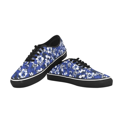 Flowery distortion mosaic Classic Women's Canvas Low Top Shoes (Model E001-4)