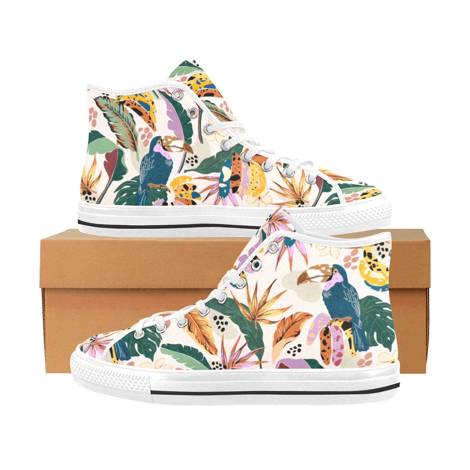 Toucans in wild tropical nature Vancouver H Women's Canvas Shoes (1013-1)