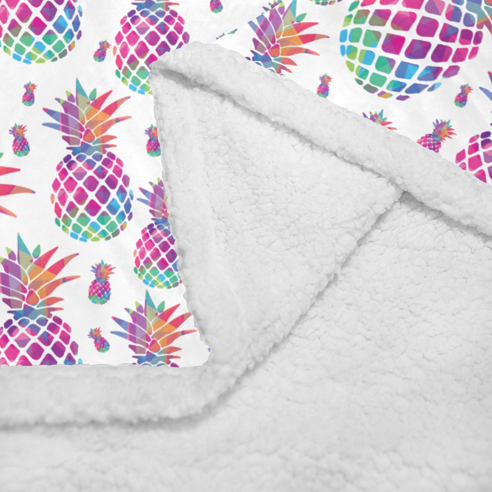 Vaporwave Retro Pineapple Blanket Double Layer Short Plush Blanket 50"x60"