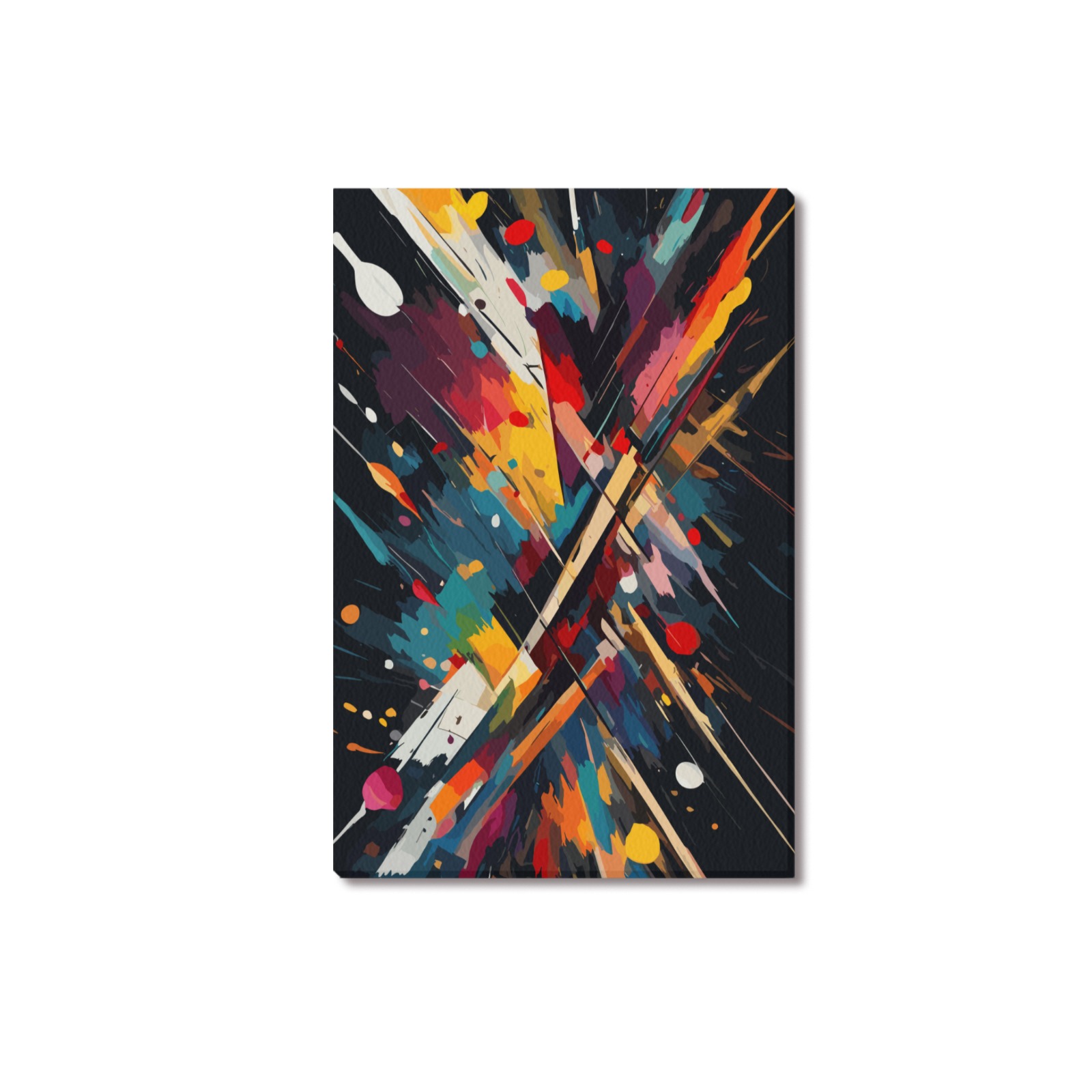 Lines of color abstract art on black background Upgraded Canvas Print 18"x12"