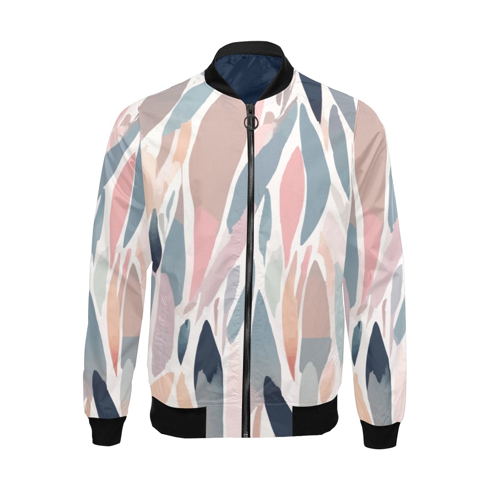 Stylish abstract shapes of pink, blue, gray colors All Over Print Bomber Jacket for Men (Model H19)