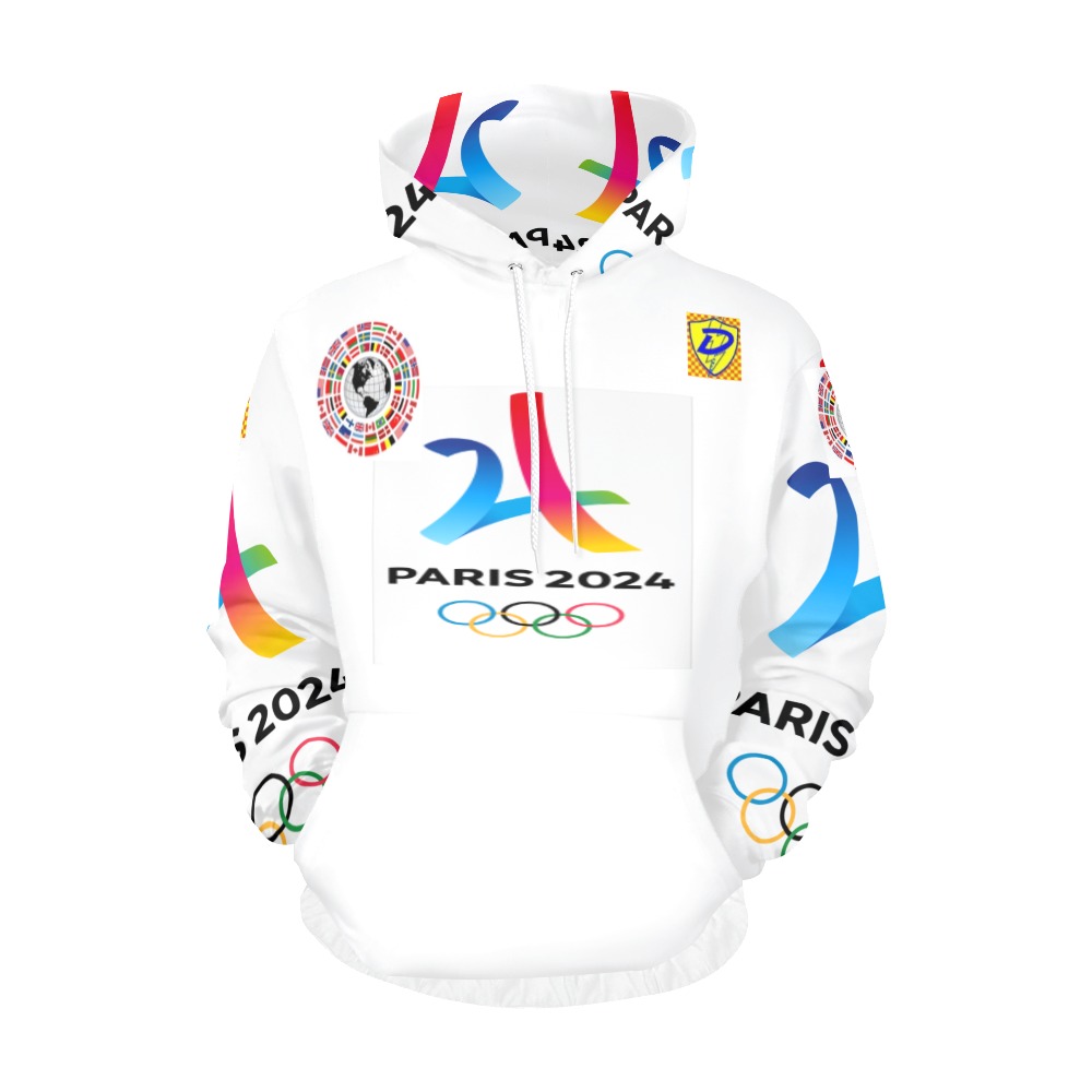 DIONIO Clothing - White Paris Olympics 2024 Hoodie All Over Print Hoodie for Men (USA Size) (Model H13)