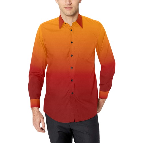 yel red Men's All Over Print Casual Dress Shirt (Model T61)