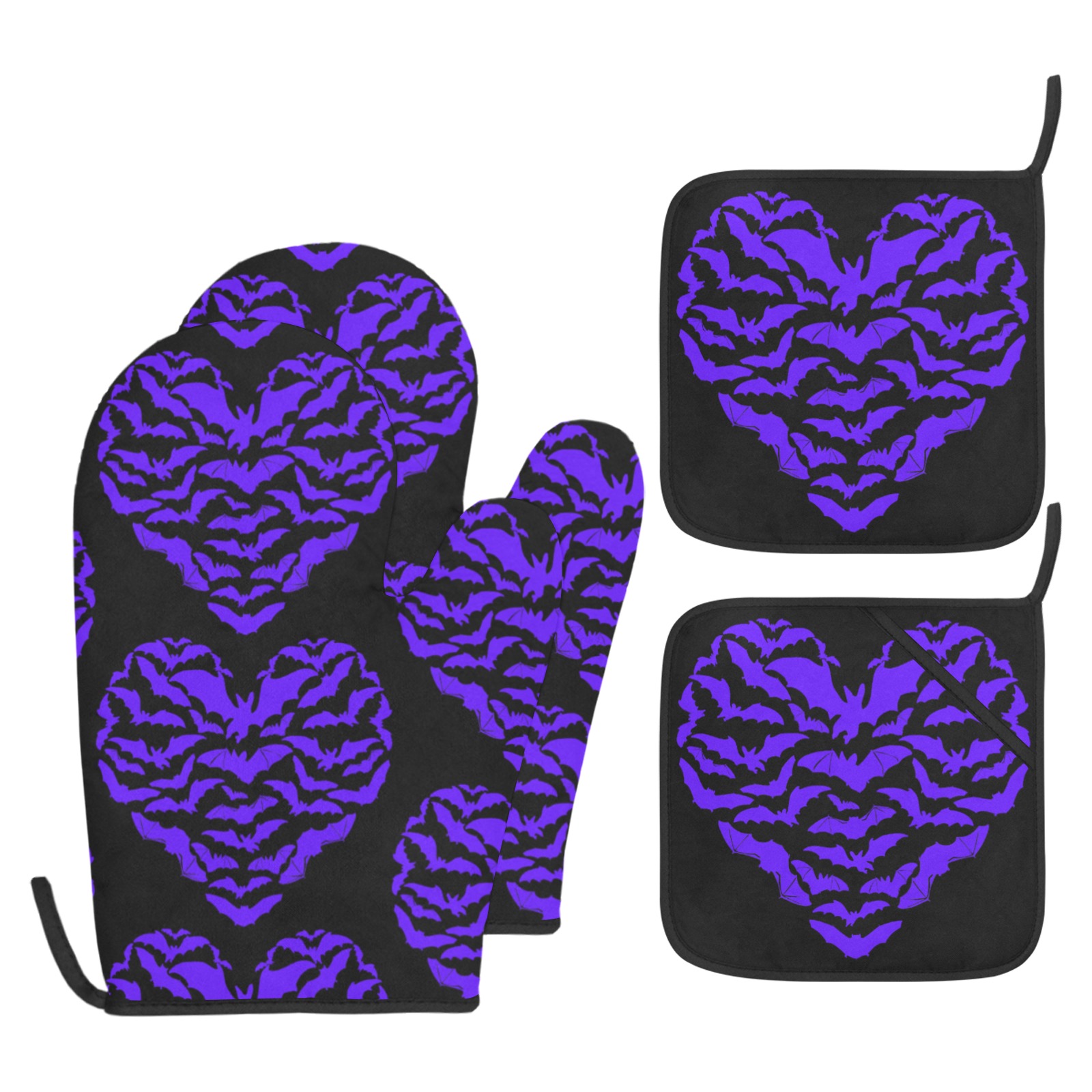 Purple bats heart Oven Mitt & Pot Holder