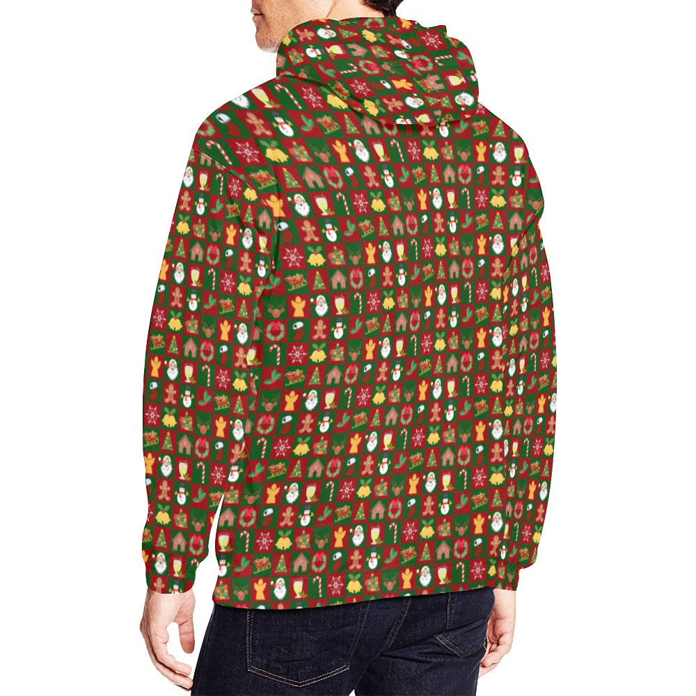 Christmas Checkered All Over Print Hoodie for Men (USA Size) (Model H13)