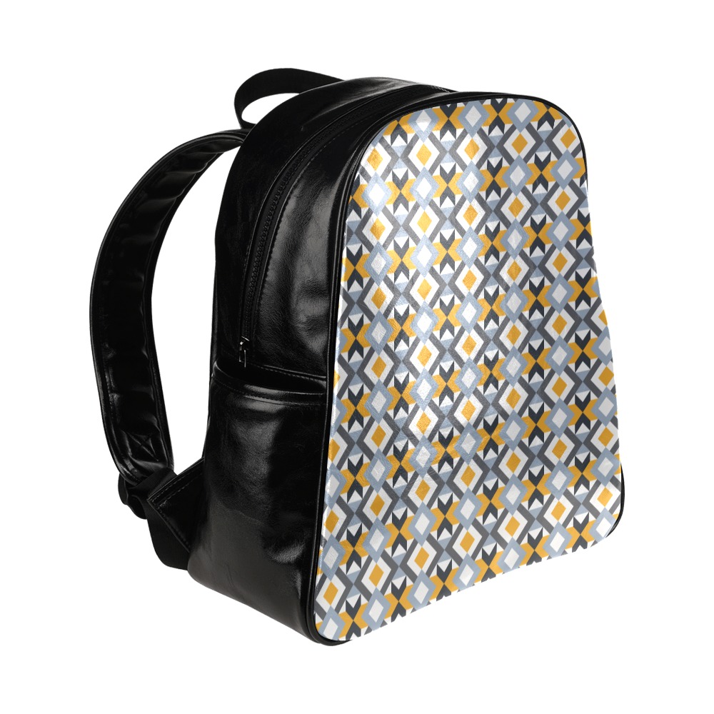Retro Angles Abstract Geometric Pattern Multi-Pockets Backpack (Model 1636)