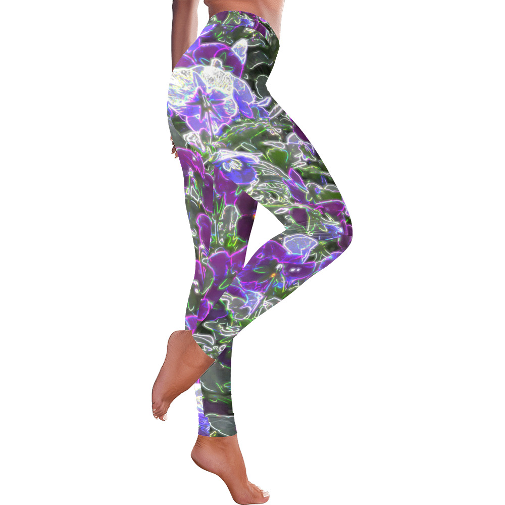 Field Of Purple Flowers 8420 Women's Low Rise Leggings (Invisible Stitch) (Model L05)