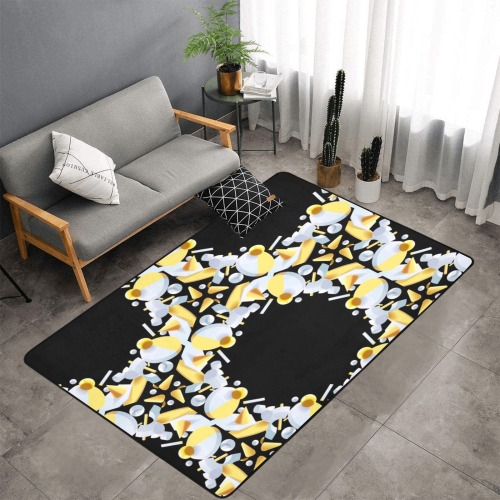 3d graphic Area Rug with Black Binding 7'x5'